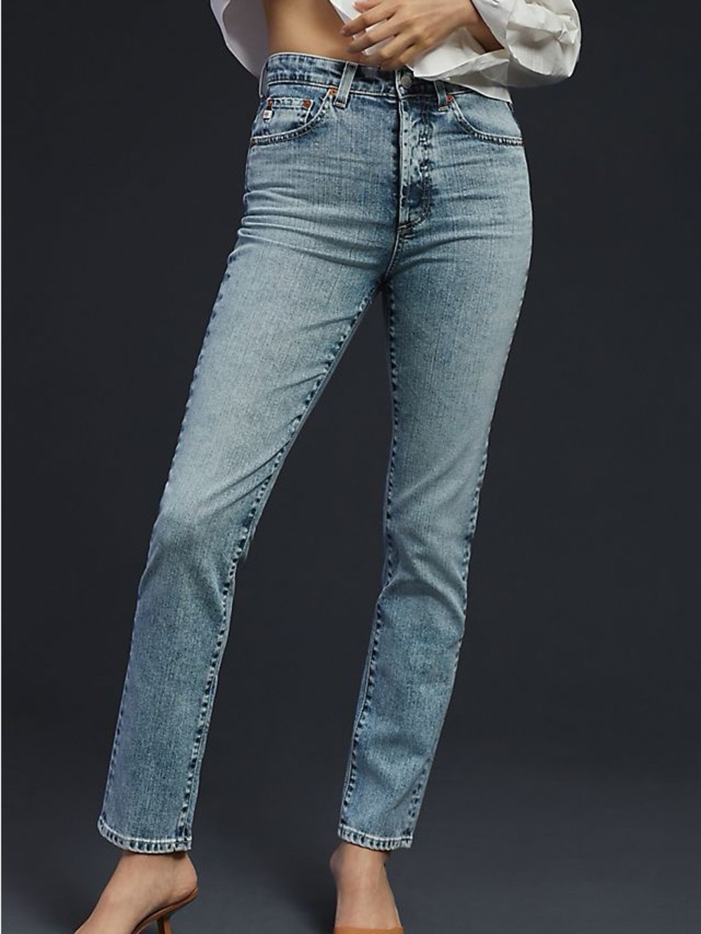 AG Adriano Goldschmied Alexxis Slim Light Wash Straight Leg Jeans High Rise